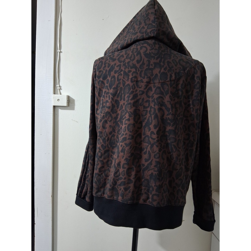 Johnny Was Los Angeles Leopard Print Zip Up Hoodie Brown Black Side Stripe Small - Picture 5 of 7